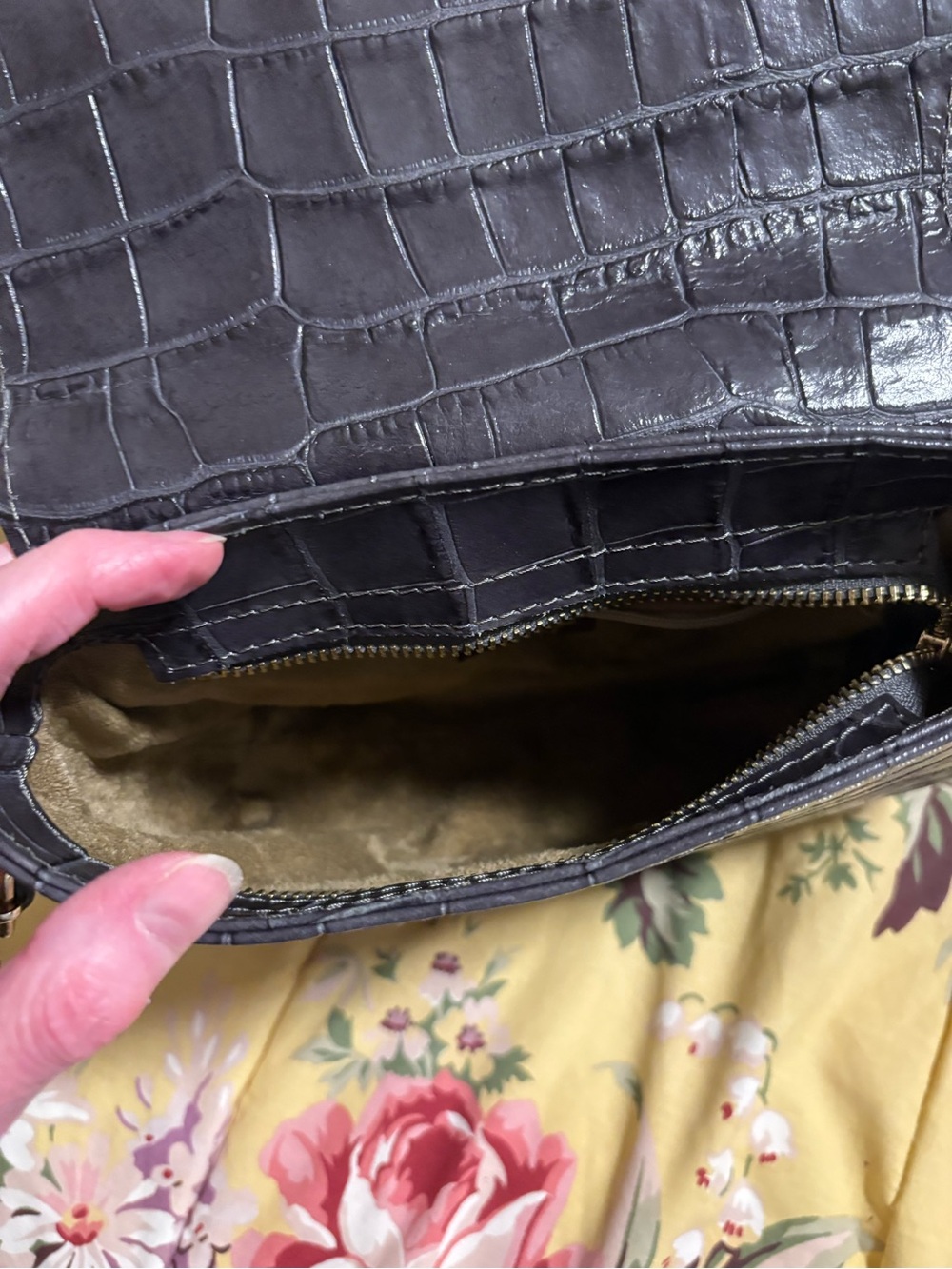 Pratesi Firenze Gunmetal Italian Crossbody Bag with  Gold Hardware - Picture 12 of 16